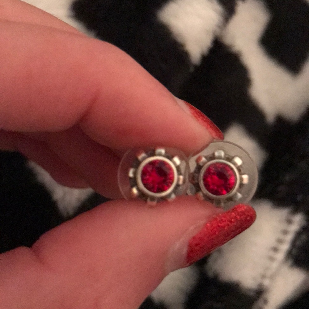 Red stud earrings